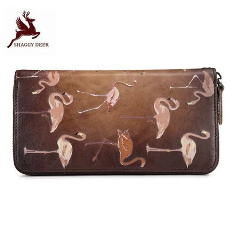 

Animal Printing large capacity women clutch Real Leather Casual Retro Popular Women long Wallet