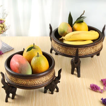 

Creative Home Solid Wood Personality Elephant Fruit Snacks Dried Fruit Plate Desktop Storage Ornaments