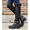 Women Winter Leather Punk style knee boots Vintage stud zip Women's boots with belt buckle Plus Size shoes ► Photo 2/6