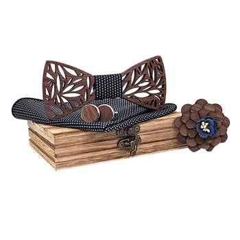 

Manual Wooden Bow Tie Handkerchief Set Men's Bowtie Wood Hollow Carved And Box Bow Tie Bowtie Ties For Men Gravata Cravate Homme
