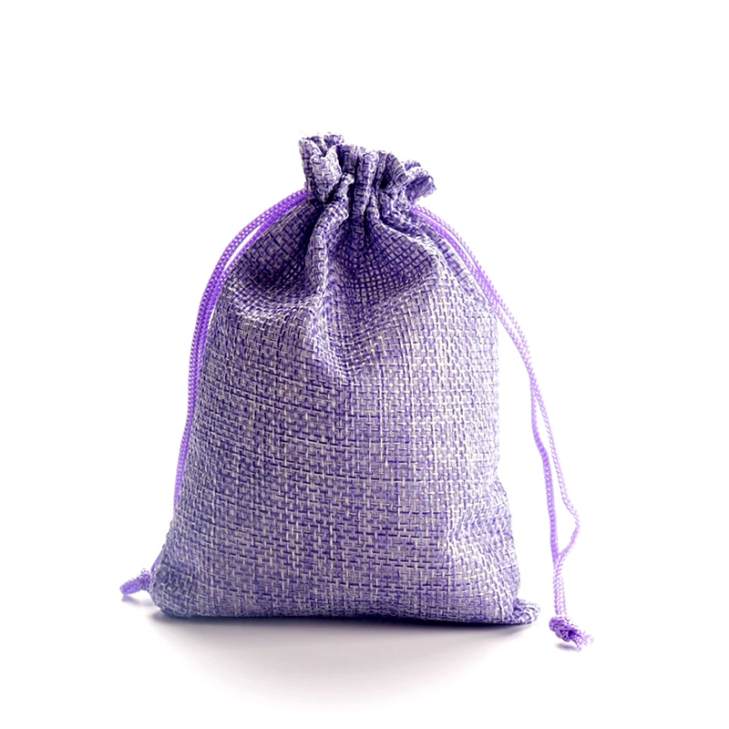 

10*14cm 50pcs/lot Purple Jute Bags Drawstring Linen Gift Bag Incense Storage Burlap Bags Jewelry Candy Gifts Packaging Bags
