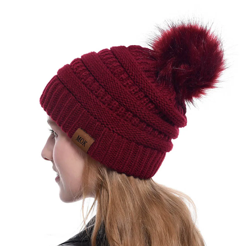 JAYCOSIN шапки бини для женщин теплые вязаные зимние мягкие шапки модная полиэфирная однотонная шапочка в стиле хип-хоп Повседневная Лыжная шапка