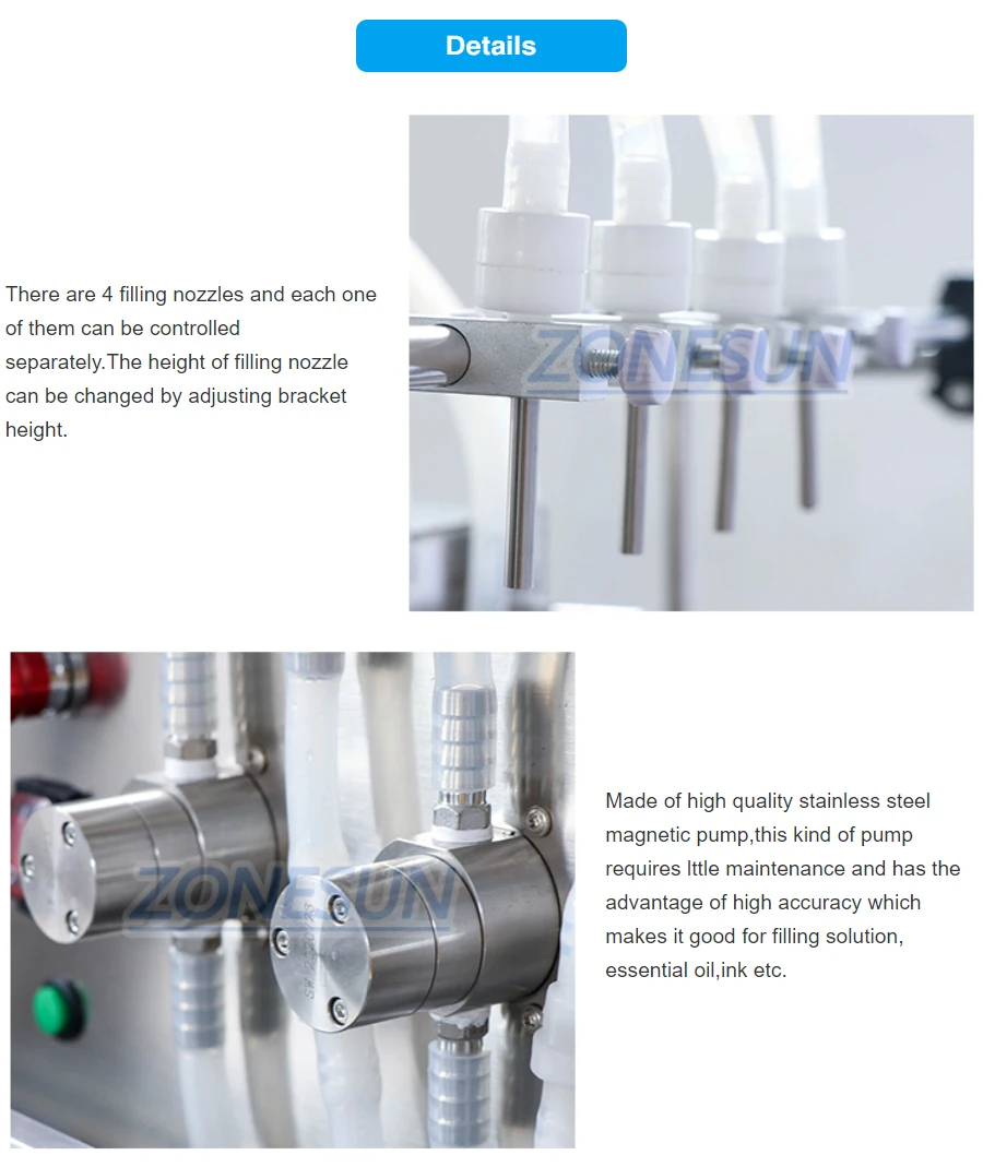 ZONESUN ZS-FAL180C9 Automatic Square Bottle Liquid Filling Capping And Double Sides Labeling Machine