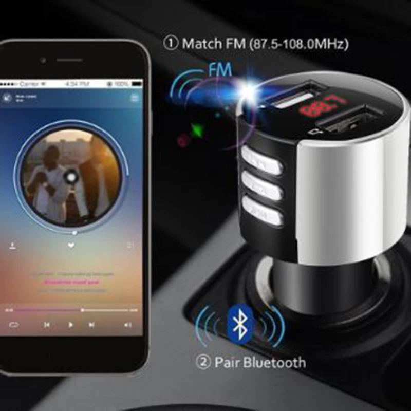 DC12 24V Авто беспроводные Bluetooth USB зарядные устройства fm передатчик MP3 адаптер