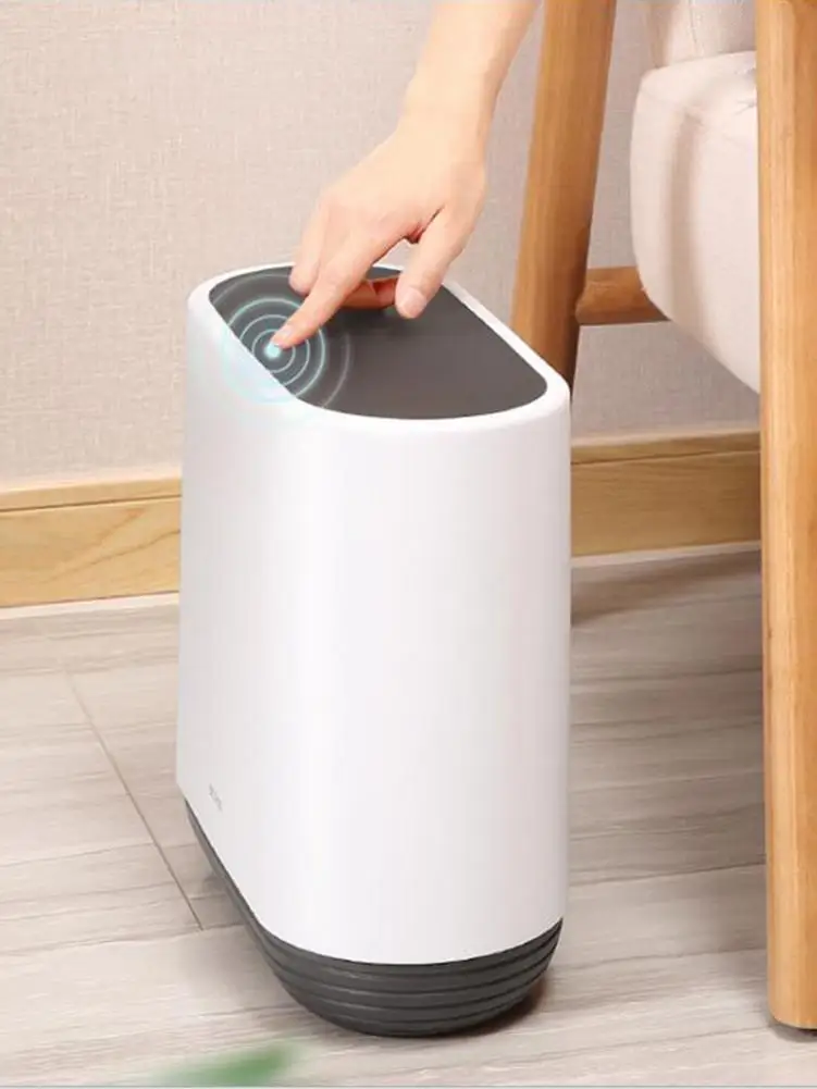 

10L Simple Squeeze With Cover Bathroom Trash Can Home Innovative Nordic Large Toilet Narrow Paper Basket Push-type Ashbin