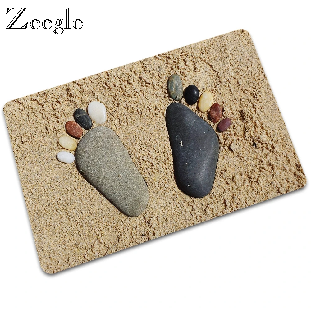 Zeegle Floor Mat Doormat Anti-slip Rubber Outdoor Carpet Waterproof Bathroom Shower Mat Bathroom Doormat 3D Printed Foot Mat