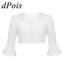 DPOIS, детский костюм с накидкой для танцев детское платье принцессы с цветочным узором для свадебной вечеринки болеро, кардиган, топ, короткая куртка Болеро