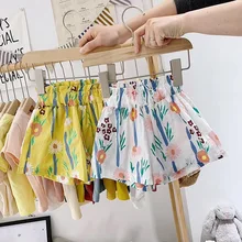 Новые стильные летние кружевные шорты с высокой талией и принтом для девочек, хлопковые свободные штаны, повседневные штаны