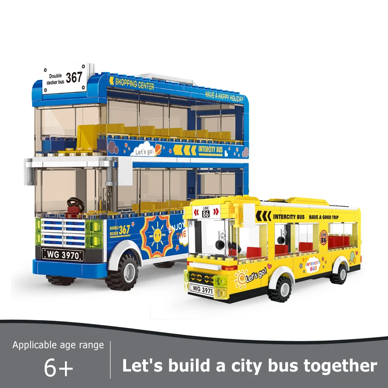 

NEW DIY Assembly Bricks Double Decker Bus Building Blocks City Series Car Block Educational Toy For Children Gift Birthday