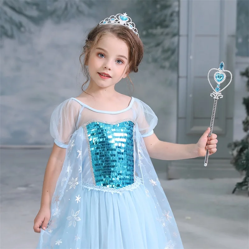 Halloween Elsa Anna Dress Girls Costume Fancy Party Princess Cosplay Baby Dresses Children's Christmas Birthday Sets Clothes