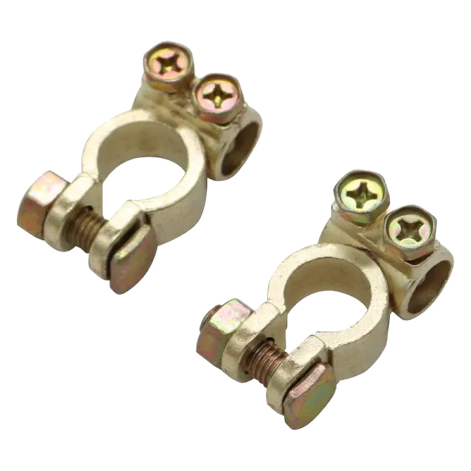 2 Pcs Car Battery Terminals Clamps Screw Connection Positive Negative