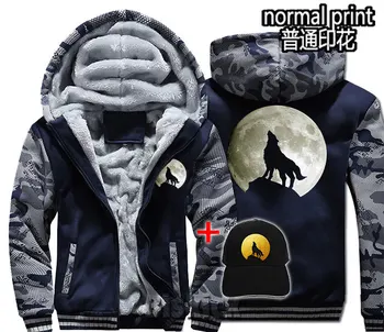

Fashion Men women Warm Thick Coat Jacket winter warm wolf moon glow in the dark concert Street velvet Sweatshirt top Hoodies