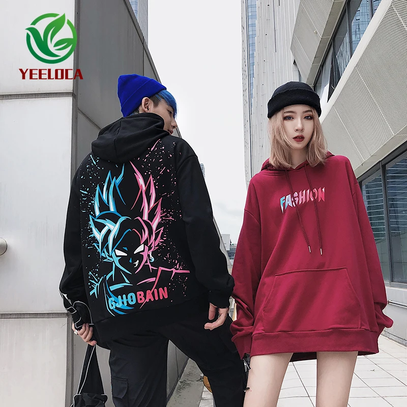 

2019 New Cartoon Anime Couple Hooded Sweatshirt Men and Women Loose Oversize Trend Hip Hop Fashion High Street Top