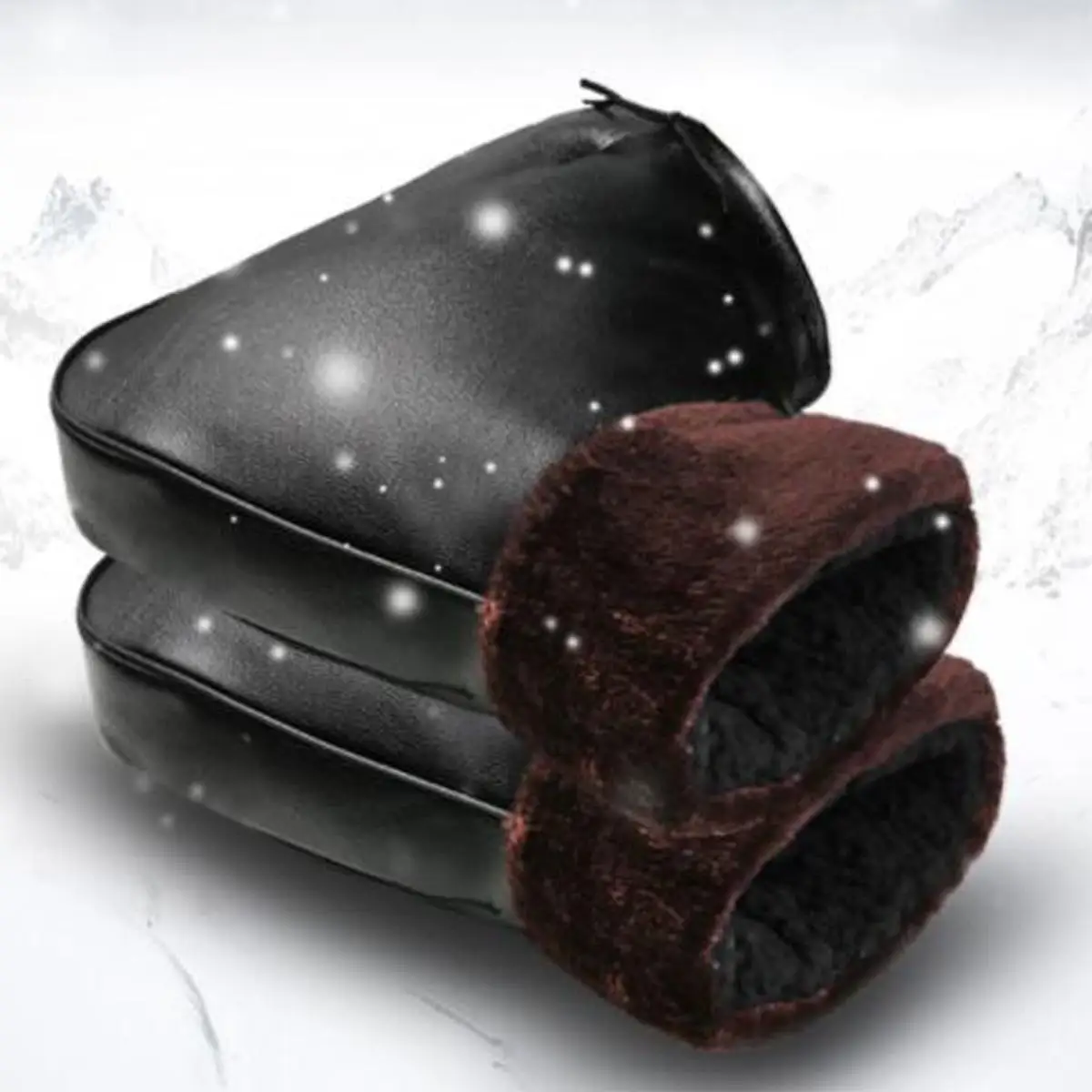 

2PCS Winter Thermal Motorcycle Handlebar Gloves Windproof Waterproof Warm Motorbike Tricycle Handle bar Hand Cover Muffs 33x28cm