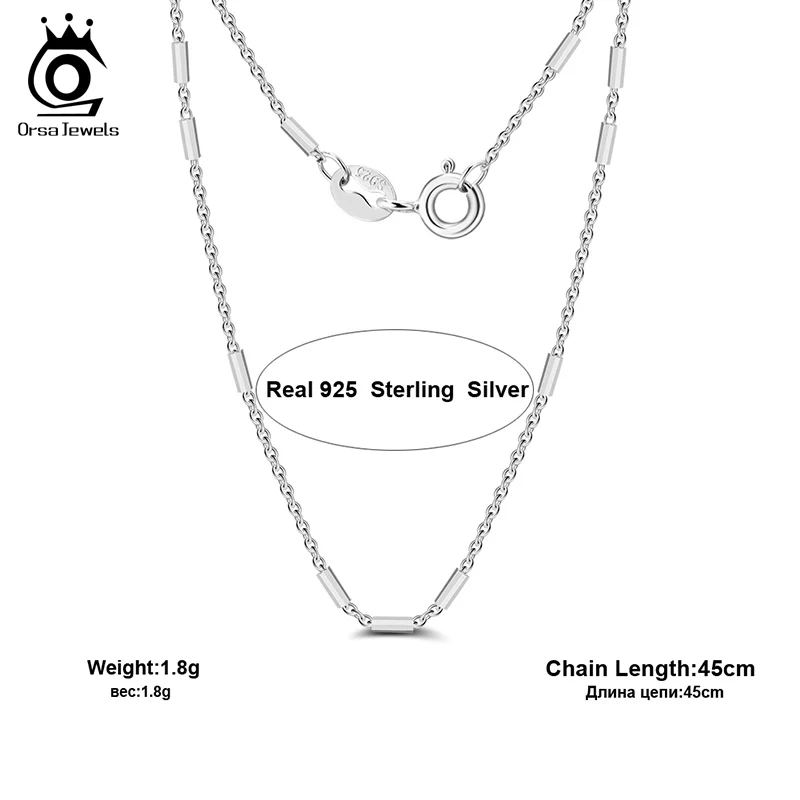 ORSA JEWELS, ожерелье из стерлингового серебра, цепи для женщин, тисненая цилиндрическая цепочка, Женское Ожерелье, модное ювелирное изделие SC28