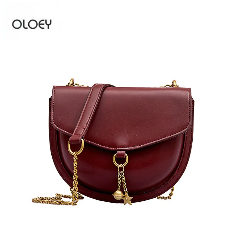 

OLOEY Women's New Fashion Saddle Bag High Quality Round Bag Wild Chain Crossbody Simple Casual Shoulder Bag