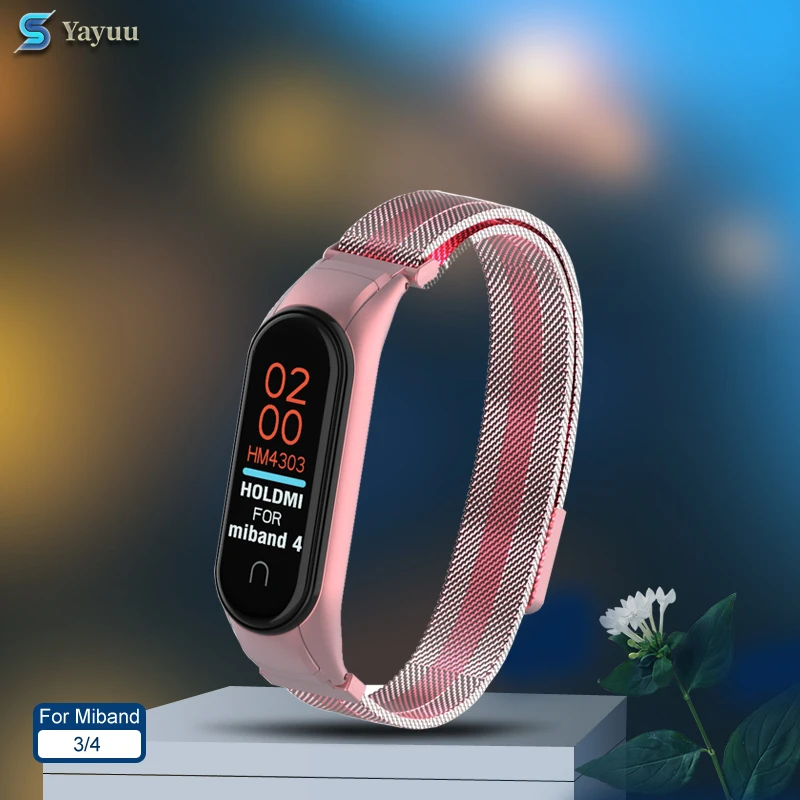 YAYUU ремешок для Mi Band 4 браслет Xiaomi 3/4 металлический из нержавеющей стали 3 ремешки |