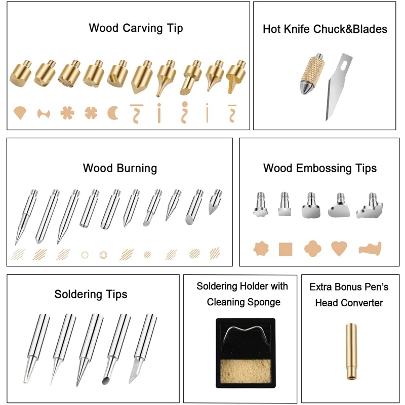 43 шт. Lcd деревянный комплект для выжигания, Пирография, ручка с различными температурными режимами, дровяные наконечники для сжигания дерева, пайка Ca