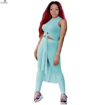 

Tracksuit Women Set Summer Knitted Lace Up Top + Pants Two Piece Set Suit Night Party Club Outfits Casual Streetwear Sweatsuit