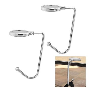 

2 pcs Table Side Bag Hook Ladies Handbag Holder Clothes Hanger Purse Grocery Storage Luggage Hardware Accessories Metal For Home