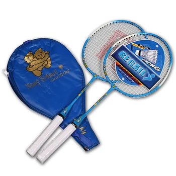 

REGAIL 2Pcs Durable Ferroalloy Cartoon Children's Badminton Racket Special Training