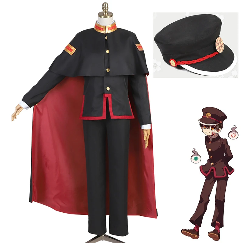 

2020 Anime Toilet-Bound Cosplay Hanako-kun Costume Hanako Kun Cloak Top Pants Hat Socks Post Halloween Costumes for Men Adult