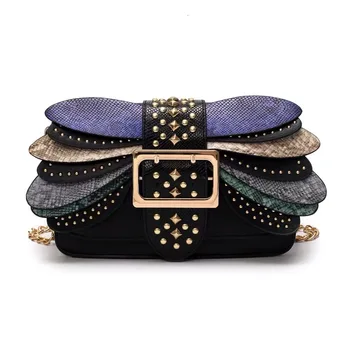 

New hot women's shoulder bag chain rivet small square bag butterfly wings Messenger bag trend fashion girl wallet
