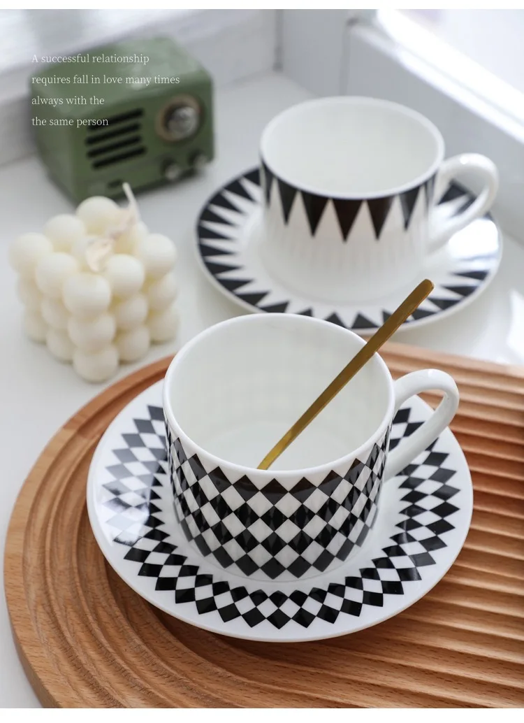 conjunto de copo de cerâmica simples de alta copo de cerâmica de osso para café presente de luxo para loja de café