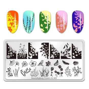 

1 Pcs BeautyBigBang Nail Stamping Plates Butterfly Nature Flower Bird Range Templates DIY Image Manicure Plate Set