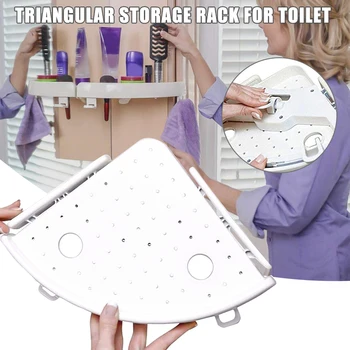 

Newly Bathroom Triangular Shower Shelf Corner Bath Storage Holder Organizer Rack White Wall Mount