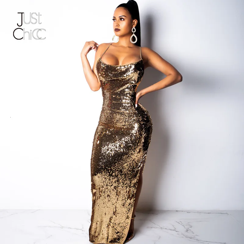 Justchicc Длинные Sexy Dress Для женщин с низким вырезом на спине открытыми плечами