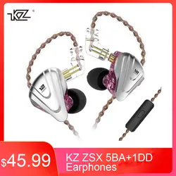 KZ ZSX HiFi наушники 12 драйверов 5BA + 1DD Терминатор HiFi монитор DJ Bass/Hybrid 3,5 мм стерео наушники с шумоподавлением гарнитура