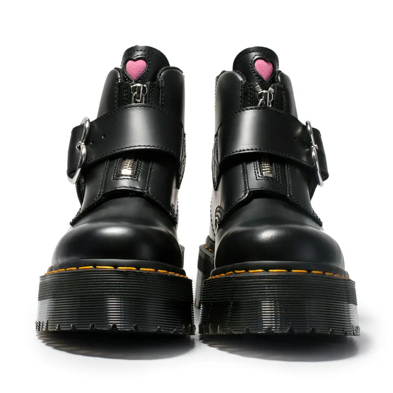 Ботинки martin; женские короткие ботинки из воловьей кожи с пряжкой; модные ботинки для девочек; зимняя обувь в британском стиле на молнии и толстой подошве
