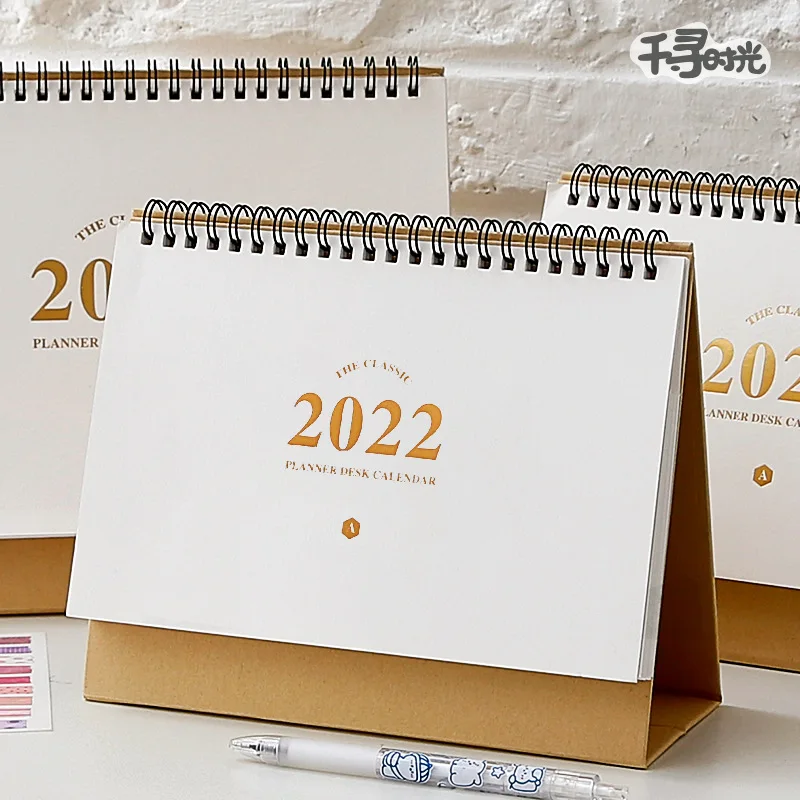 2022 NEW Kawaii Solid Color Calendar with Stickers Coil Schedule Creative Desk Table Dates Reminder Timetable Planner sl3173