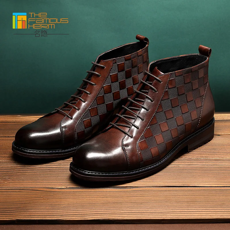 

TFH Men's Boot | Martin Boots Men's First Layer Cattle Genuine Leather Pattern New Style Fashion Europe And America Fashion Man