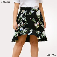 Миди юбка женская s летняя плюс размер 4XL оборки молнии печать черная юбка в стиле бохо Женская Harajuku Высокая талия Корейская летняя юбка юбка женская юбки женские юбка джинсовая юбка карандашджинсовая юбкаmodis