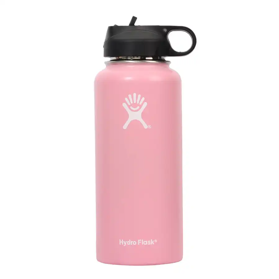 light pink hydro flask with stickers