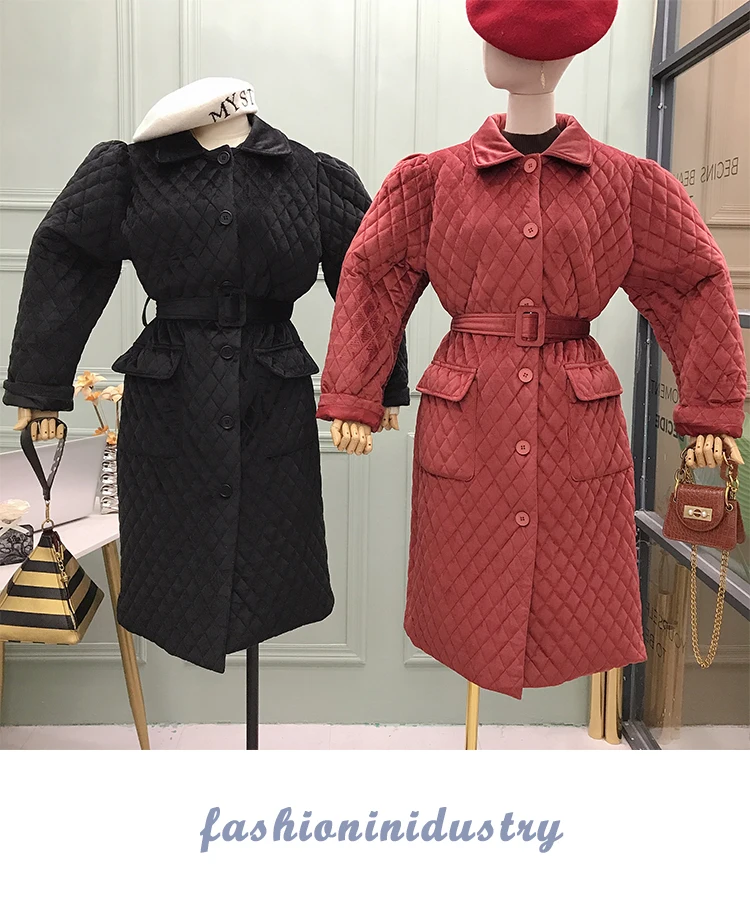 Зимнее женское хлопковое пальто, женское длинное пальто с отворотом, однобортное бархатное Стеганое пальто, женская утепленная куртка, теплые пальто