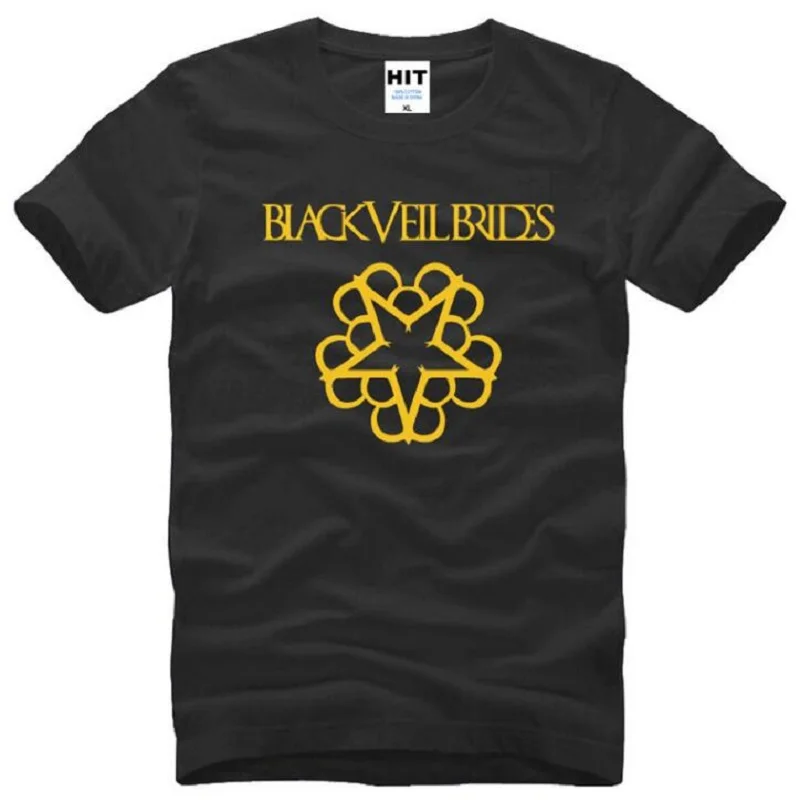 Черный Veil Brides футболки Для мужчин хардкор панк Футболка Изделие из хлопка с короткими рукавами с О-образным вырезом группа панк-рок футболки Летний стиль