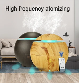 

Remote Control Essential Oil Diffuser Atomizer Ultrasonic HumidifierAir Freshener Mist Maker Wood with LED Light For Home
