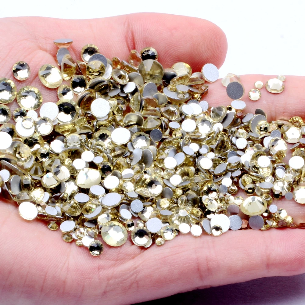 

High Quality ss3-ss34 Jonquil Flat Back Nail Art Non Hotfix Glue On Rhinestones Crystals