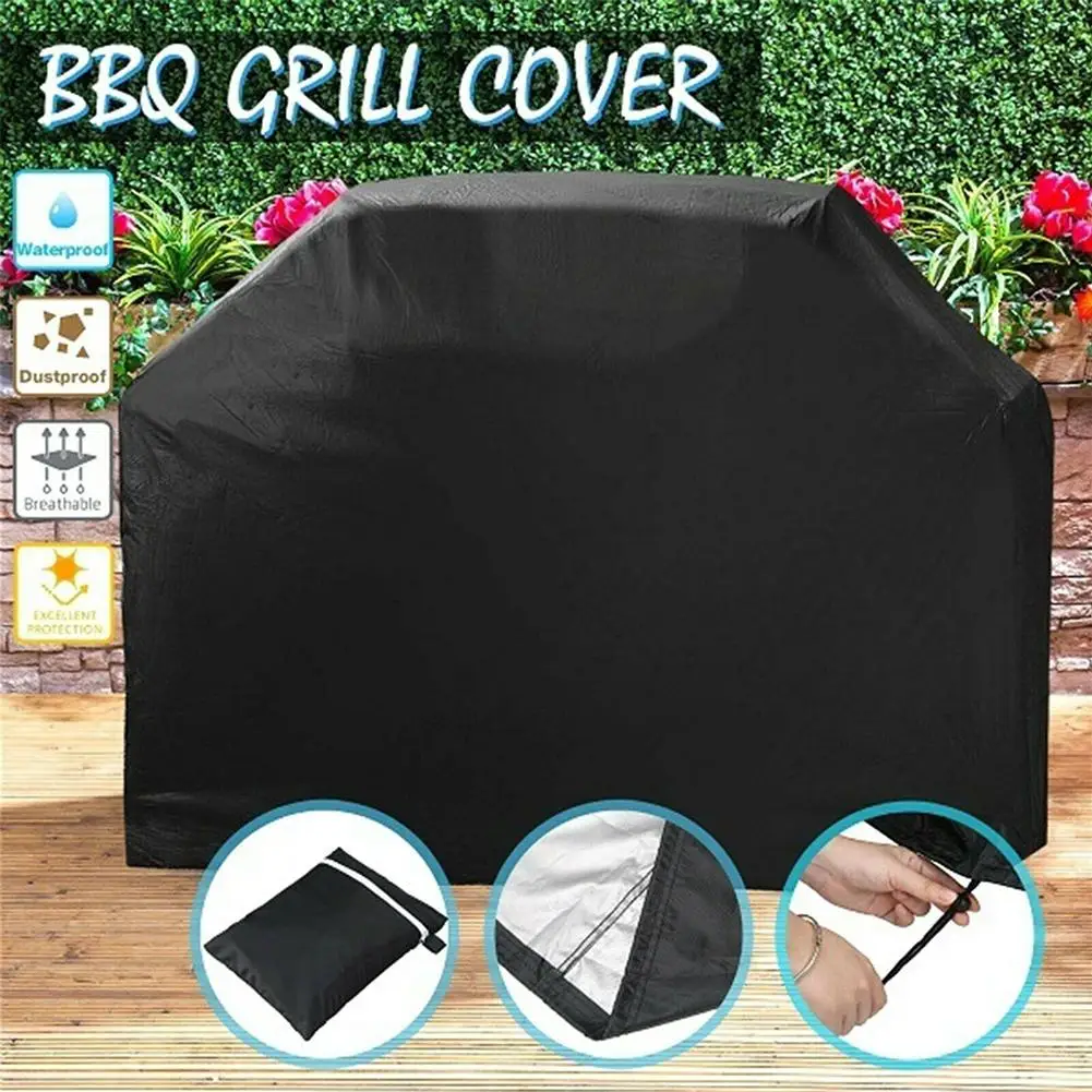 Black Outdoor Waterproof Barbecue Cover Anti Dust Rain Protection Dust Covers Barbecue Gas Grill Cover bbq grill accessories