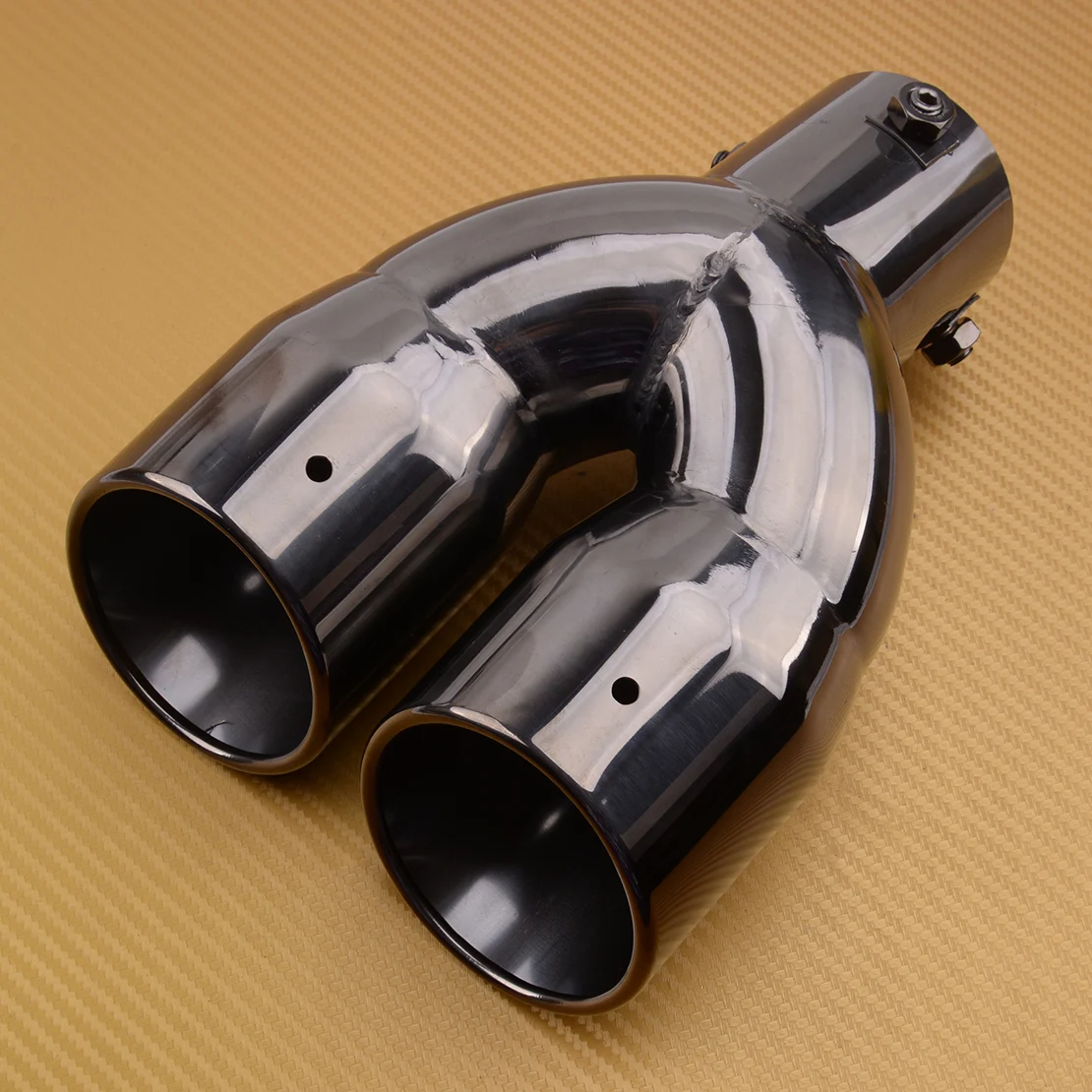New Car 63MM 2.5'' Inlet Dual Rear Muffler Exhaust Tip Tail Pipe Outlet