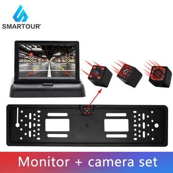 

Smartour EU European License Plate Frame Car Rear View Camera Waterproof Parktronic Reverse 4 IR Night Vision Backup Camera