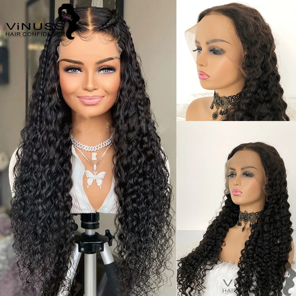 Water Wave HD Transpar Lace Human Hair Wigs 13x6 Brazilian Hair Bleached Knots Pre Plucked Hairline For Black Women VINUSS