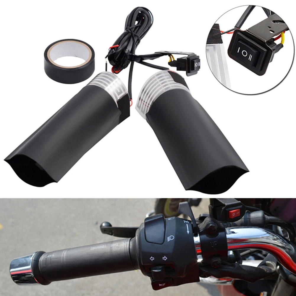 

2 Pcs Of 12V PET Metal Heating Film Hot Grip Handlebar Inserts Hand Warmers For Grip Universal ATV Motorcycle