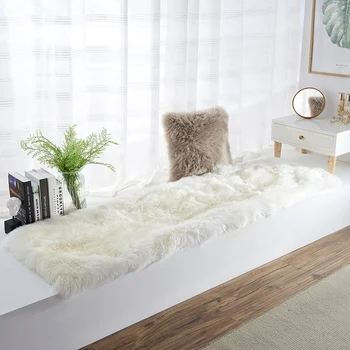 

Rectangle Shaped Real Sheepskin Bay Window Rug 80*220cm Sheep Fur Bedside Carpet Shaggy Sheep Fur Rug Decor Sofa Bedroom Carpet