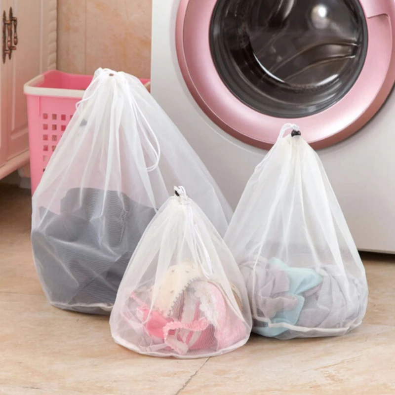 

Polyester Vegetable Fruit Mesh Produce Bags Drawstring Mesh Shopping Bag Lightweight Foldable Home Kitchen Storage Organizer