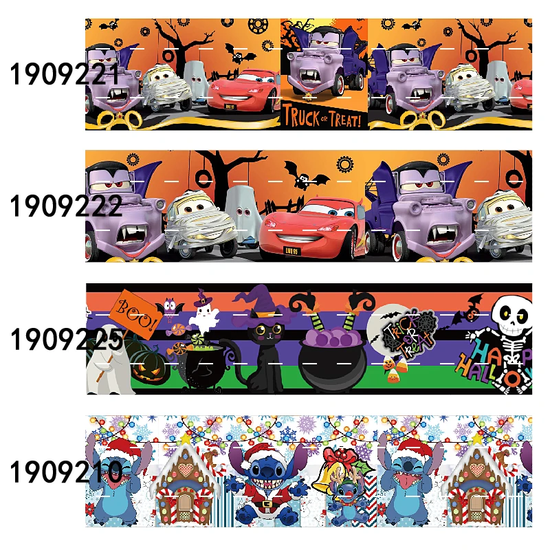 

(50 yards/lot) Kids gift packing truck and ghost printed Halloween grosgrain ribbon