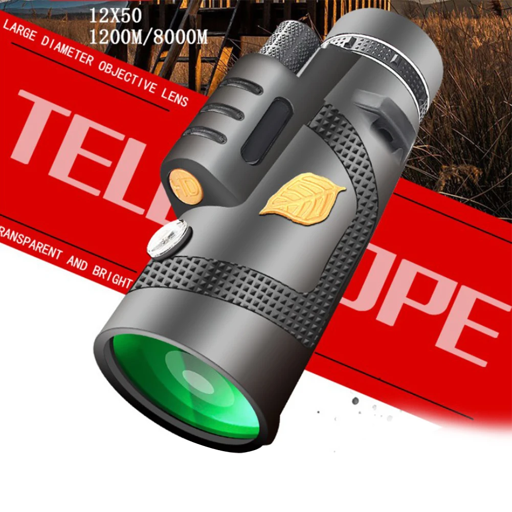 Telescópio monocular 12x50 telescópio totalmente revestido óptica